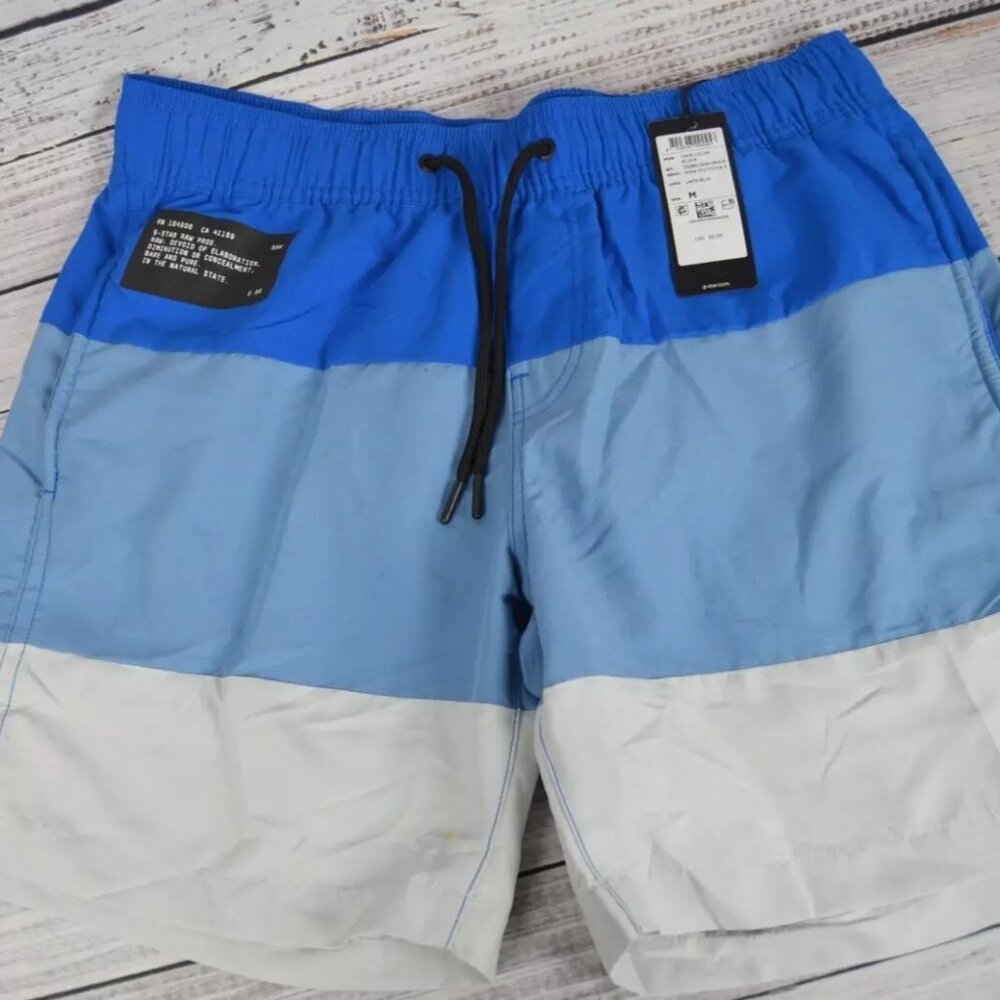 G-Star Raw Swim Shorts Trunks Mens Medium Mesh Lined Color Block Pool Beach- NWT